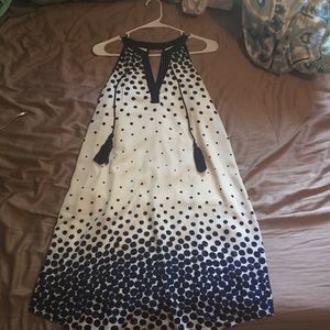 Blue and white dress