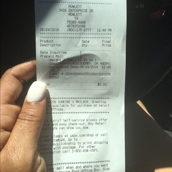 Shipping receipt
