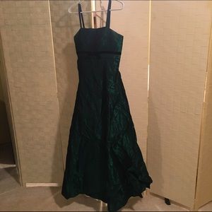 Forest green shimmer long length formal dress