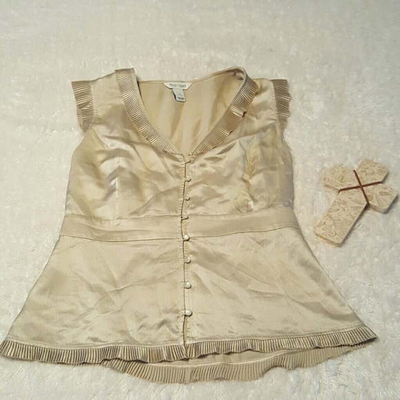 Gold Satin Button Down Blouse