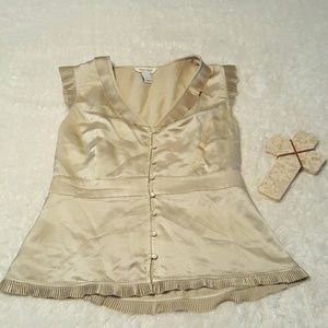 Gold Satin Button Down Blouse