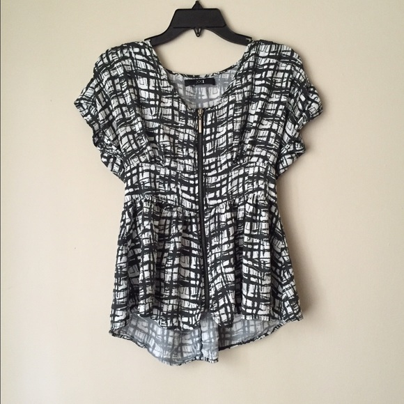 Black and White Peplum Top