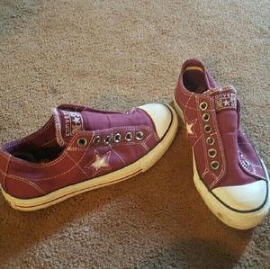 Burgundy Shoe Lace / Velcro Free Converse
