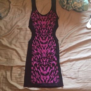 Black and pink side cutout dress
