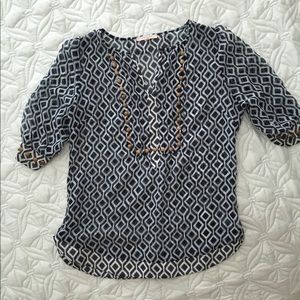 Sheer blue and white shirt