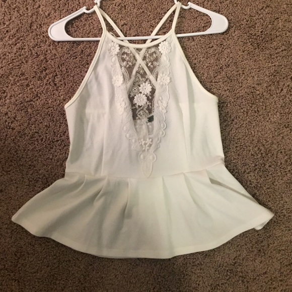 White Peplum Top Lace