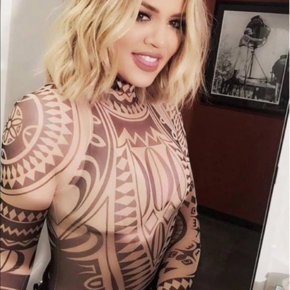 Sexy tribal print bodysuit Kardashian / Jenner - Picture 4 of 4