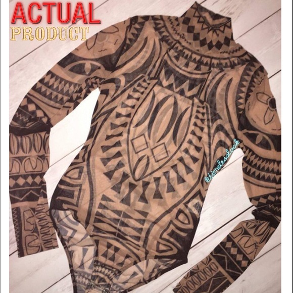 Sexy tribal print bodysuit Kardashian / Jenner - Picture 3 of 4