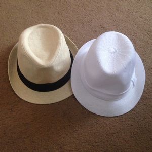 Men's White and Khaki Fedora Bundle