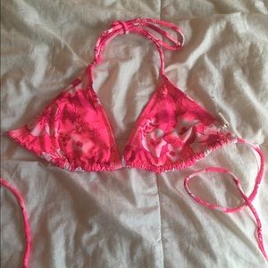 Pink flower Bikini top
