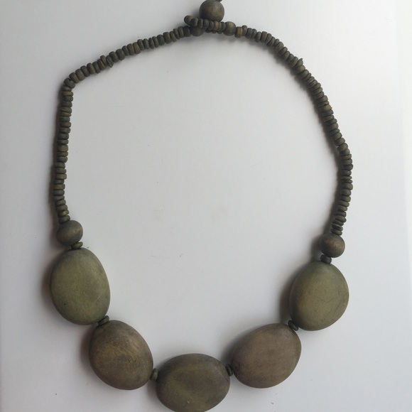 Olive Wooden Stone Choker