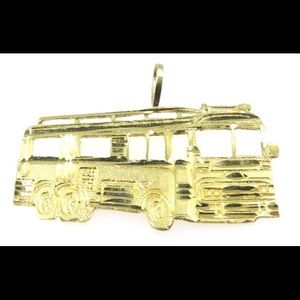 14k Yellow Gold Bus Charm With Open Windows