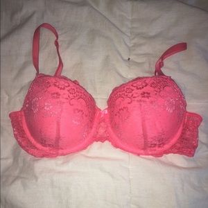 Pink lace push up bra