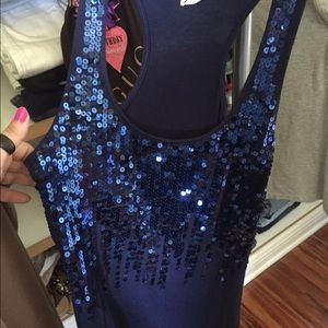 Electric Blue Sequence Racer Back Tank.