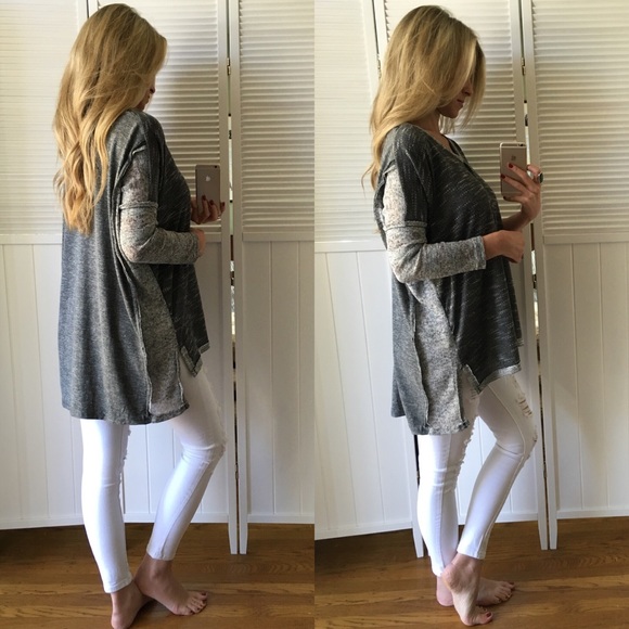 Sold• Marled Seamed 2tone Sweater - Picture 3 of 4