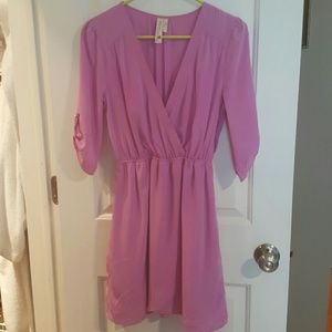 Pink Owl Lilac Tulip hem mini dress