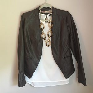 Faux leather blazer