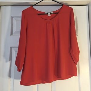 FOREVER 21 Orange Scoop Neck Blouse