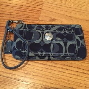 Authentic blue Coach Wristlet