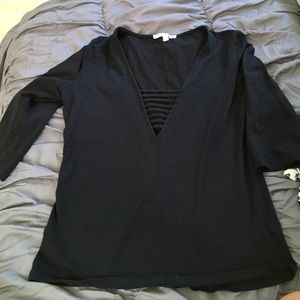 Express deep v 3/4 sleeve shirt.