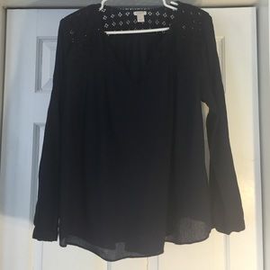 J. CREW Navy Tunic w/ Crochet Detail