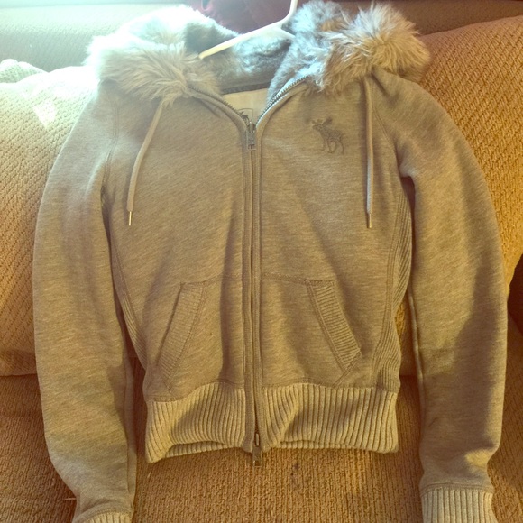 Abercrombie and Fitch Gray fur hoodie