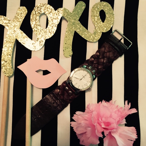 Leather cuff fossil watch