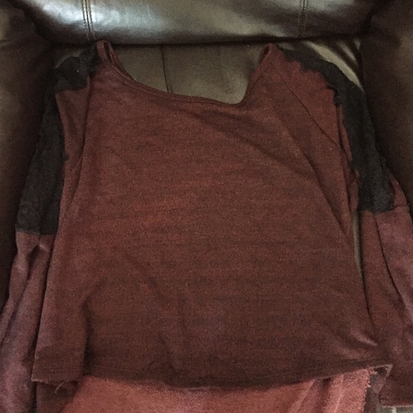 Cranberry color with lace shoulders