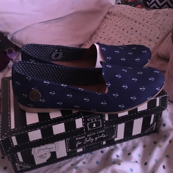 Loly in the Sky- NAVY BLUE SAILOR FLATS SIZE 9 - Picture 3 of 4