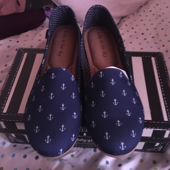 Loly in the Sky- NAVY BLUE SAILOR FLATS SIZE 9 - Picture 4 of 4