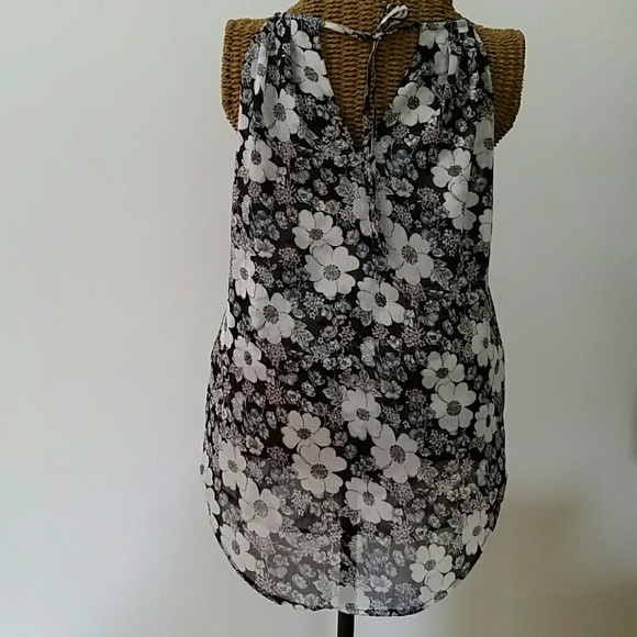 GiveawauANN TAYLOR floral sleeveless blouse top XS - Picture 4 of 4