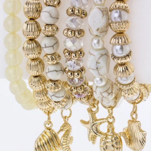 Marine Life Charm & Mix Bead Bracelets Set - Picture 2 of 4