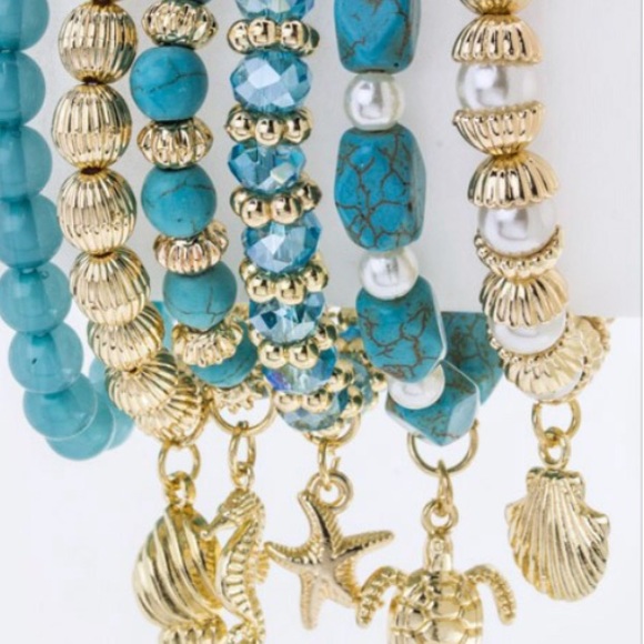 Marine Life Charm & Mix Bead Bracelets Set - Picture 3 of 4