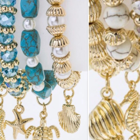 Marine Life Charm & Mix Bead Bracelets Set - Picture 4 of 4