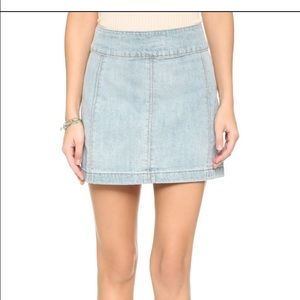 Free People Zip To It Denim Skirt