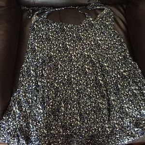 Blue white green flower patterned dress