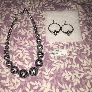 Zebra print necklace and earring set