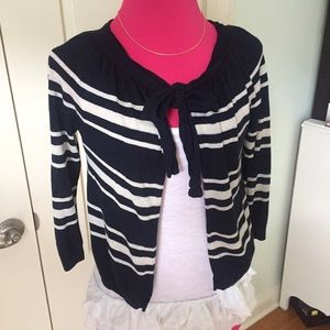 J.Crew linen/silk navy & white coverup jacket