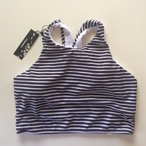 Lined, high neck bathing suit top