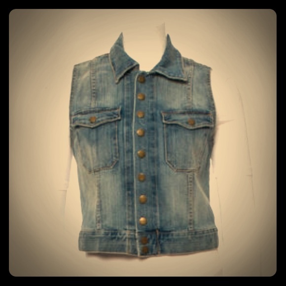 CURRENT/ELLIOTT MEDIUM WASH DENIM VEST