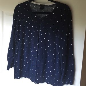 Ann Taylor blue/white polka dot sweater XL