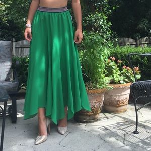 Green Anthropologie maxi skirt