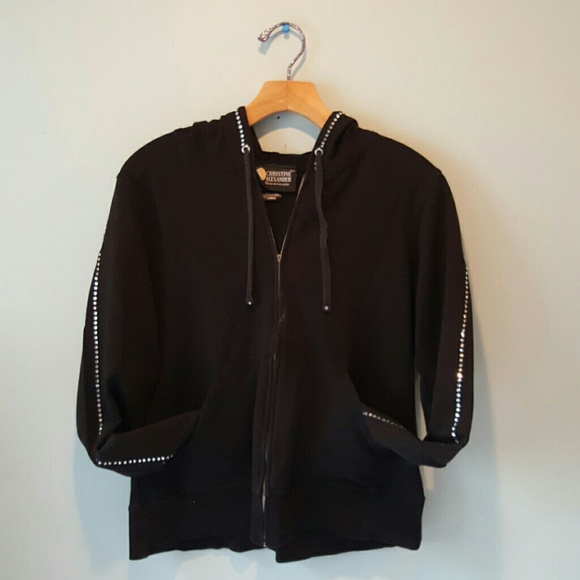 Christine Alexander Sparkle Black Zip-Up Hoodie