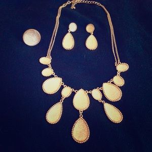 Beautiful baby pink shiny Necklace-Earrings-Ring