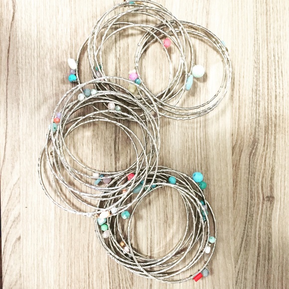 Beautiful beaded silver bangles