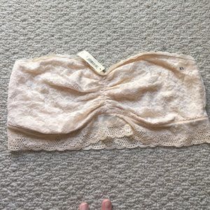 Aerie Strapless Ivory Lack Bralette size:XL