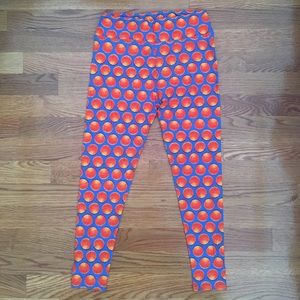 Lularoe leggings blue with oranges TC