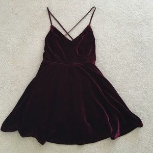 Beautiful velvet mini dress with open back