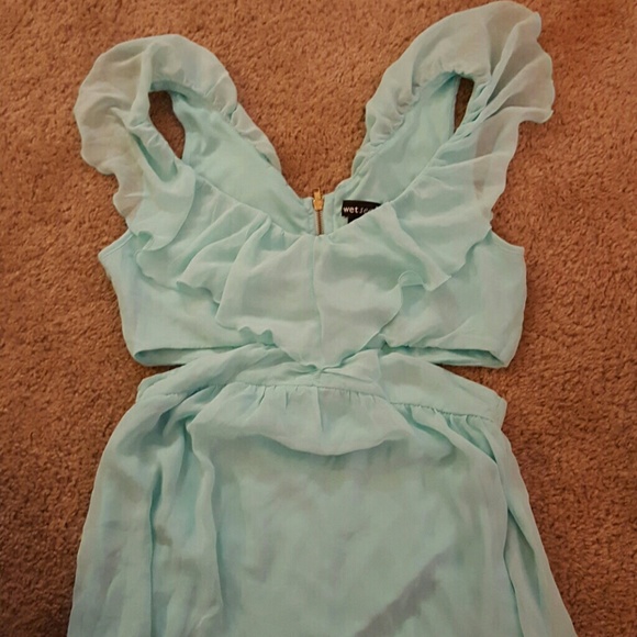 Teal, flowy dress with cut outs - Picture 1 of 2