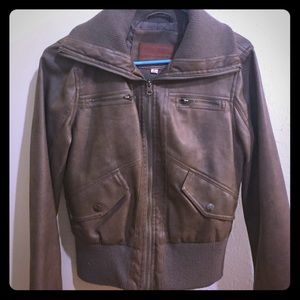 Miss London Pleather Jacket Brown